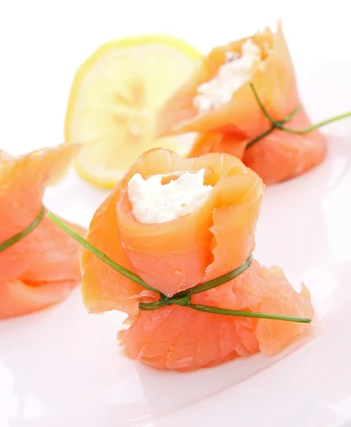 Salmon roll with cheese — Stock Photo, Image