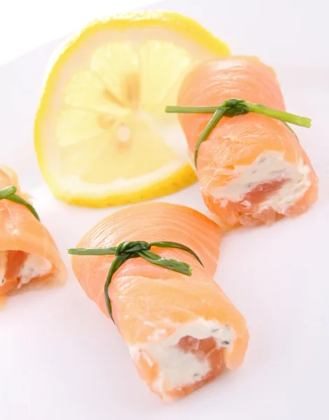 Delicious salmon roll with cheese — Stock Photo, Image