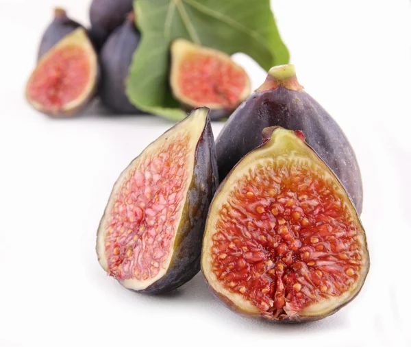 Fig and leaf on white — Stock Photo, Image
