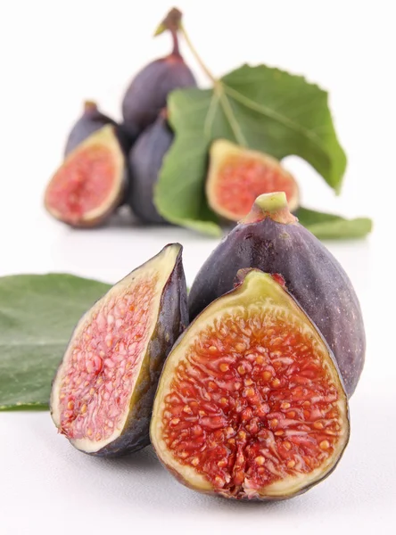 Fig and leaf on white — Stock Photo, Image