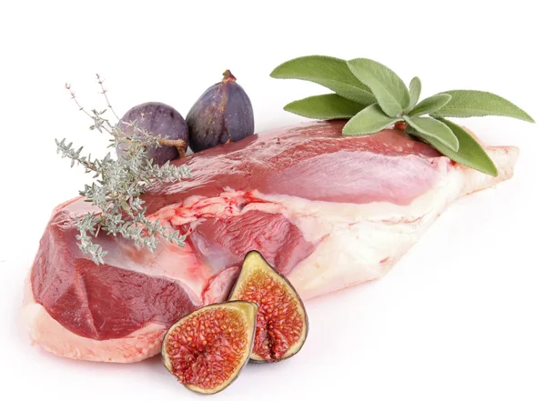 stock image Isolated raw duck meat and fig