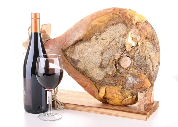 Serrano ham and wine — Stock Photo, Image