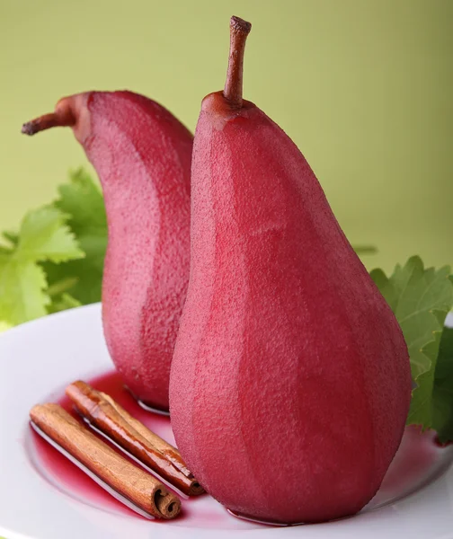 Poached pear with red wine — Stock Photo, Image