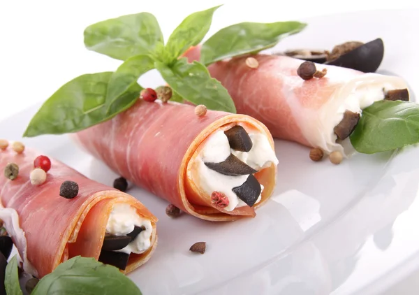 Ham roll with cheese — Stock Photo, Image