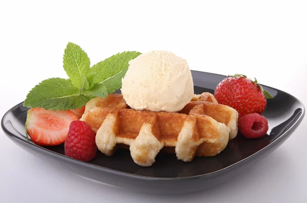 stock image Waffle and icecream