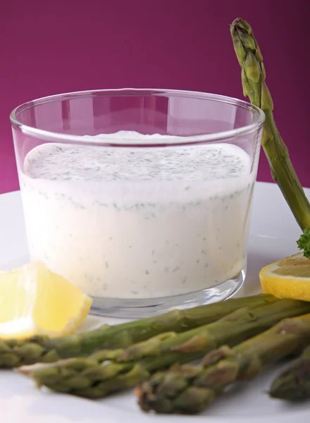 stock image Asparagus and cream