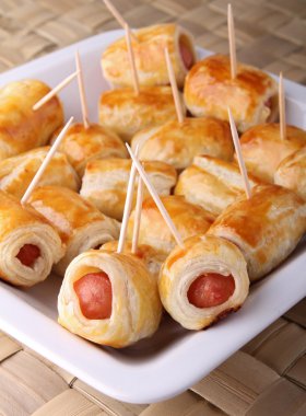 Buffet food, sausage roll clipart