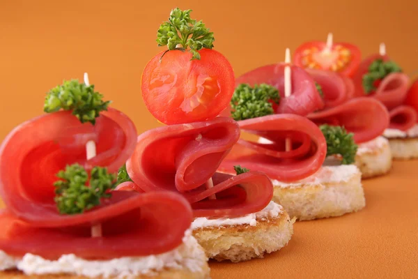 stock image Canapes, cream and bacon