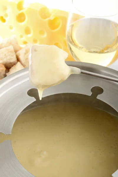 Fondue de queso y pan — Foto de Stock
