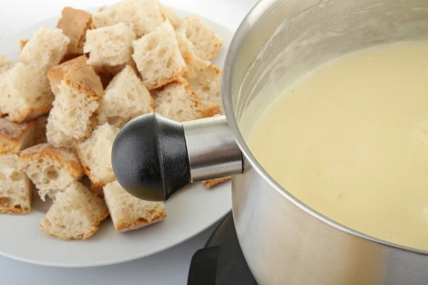 Cheese fondue and bread — Stock Photo, Image