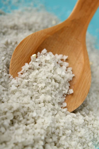 Sea salt and spoon — Stock Photo, Image