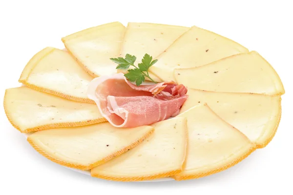 Prato isolado de raclette de queijo — Fotografia de Stock