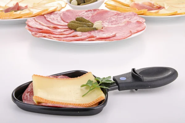 Colher de raclette de queijo — Fotografia de Stock