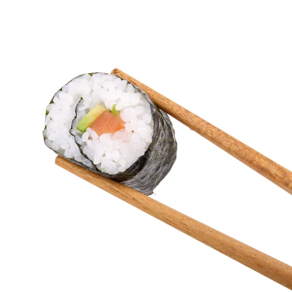 Geïsoleerde sushi en eetstokjes — Stockfoto