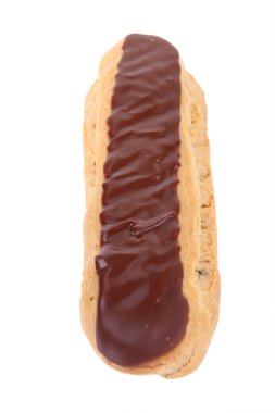 Isolated chocolate eclair on white