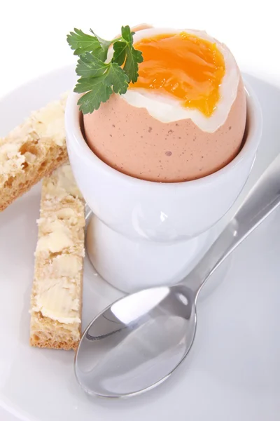 계란, 토스트, 숟가락 — 스톡 사진