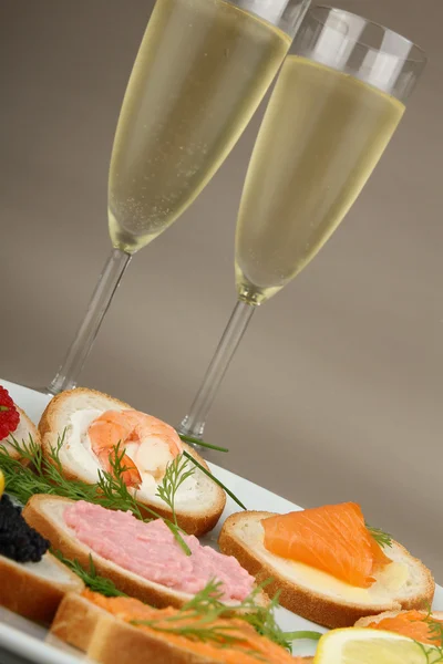 stock image Champagne and canapes