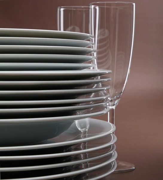 Plates and glasses — Stock Photo, Image