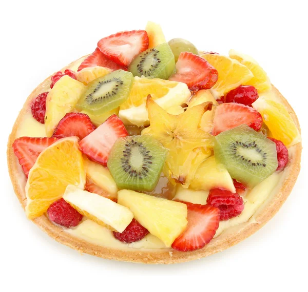 stock image Isolated fruit tart on white