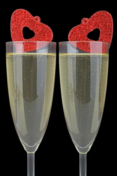 Bicchieri di champagne su nero — Foto Stock