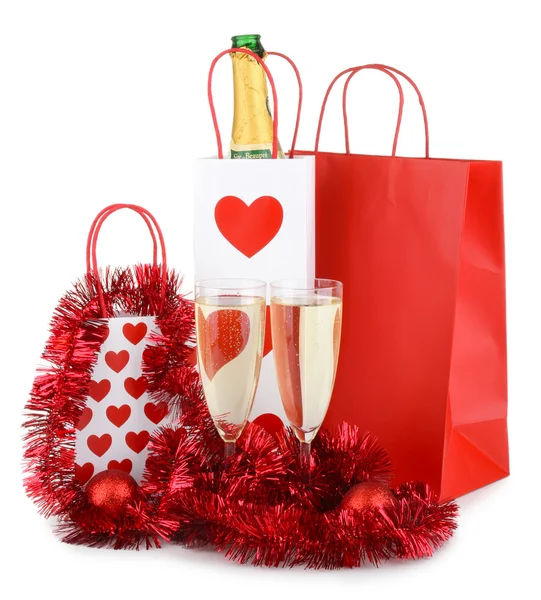 Shopping bag and champagne — Stock Photo, Image