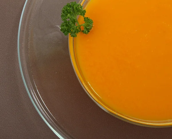 Carrot soup and parsley — Stock Photo, Image