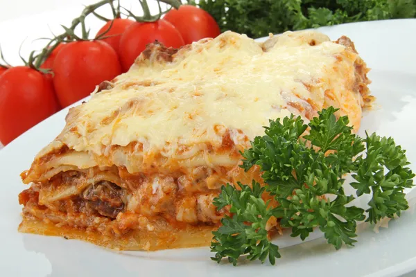 Plate of lasagna with beef — Stock Photo, Image