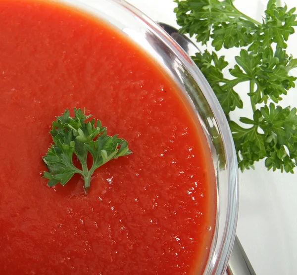 Schüssel Tomatensuppe — Stockfoto