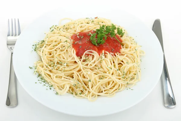 Espaguete e molho — Fotografia de Stock