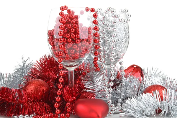 Kerstmis glas en garland — Stockfoto