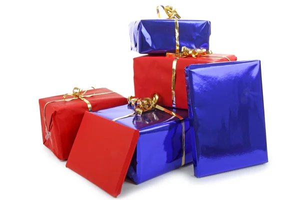 Isolated gifts boxes on white — Stock Photo, Image