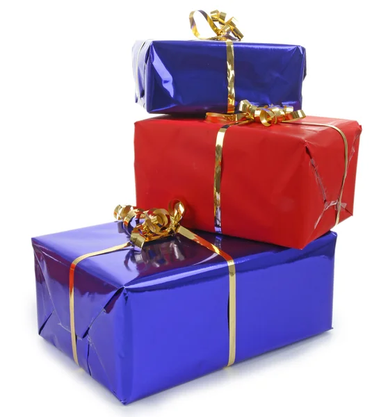 Isolated gifts boxes on white — Stock Photo, Image