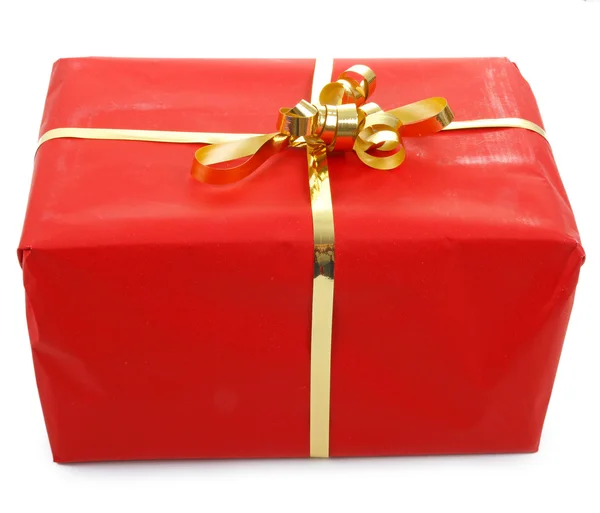 Caixa de presente vermelho isolado — Fotografia de Stock