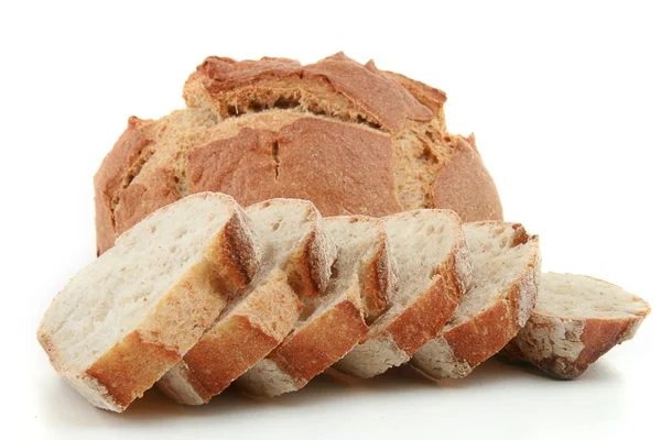 Brotscheiben isoliert auf weißem Hintergrund — Stockfoto