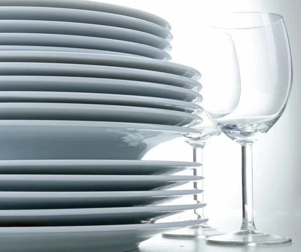 Plates and glasses — Stock Photo, Image