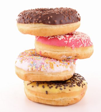 donuts beyaz üzerine yığını