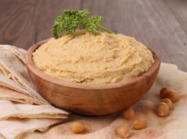 Hummus and pita clipart