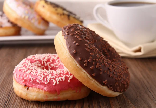 Donuts y taza de café — Foto de Stock