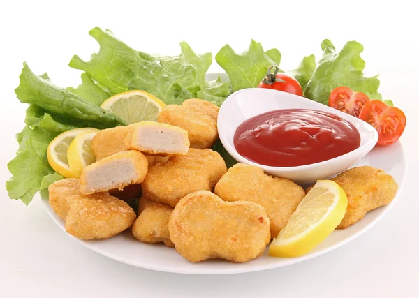 Nuggets and ketchup — Stock Photo, Image