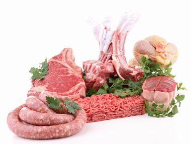 Assorted of raw meat clipart