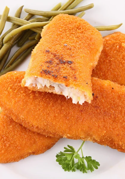 Breaded fish and vegetable — Stock Photo, Image