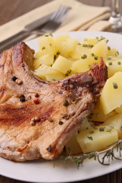 Chop pork with potato — Stock Photo, Image