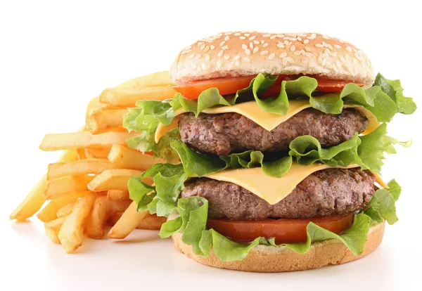 Na białym tle hamburgera — Zdjęcie stockowe