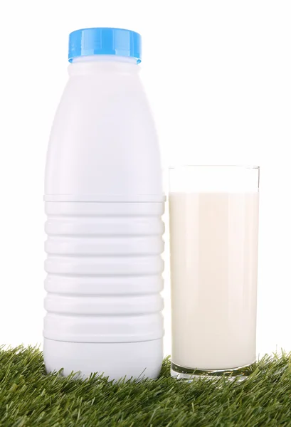 Bardak ve şişe süt — Stok fotoğraf