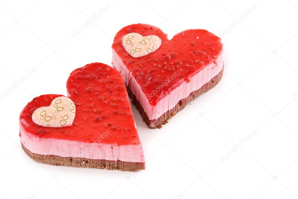 Two jelly heart-shaped cakes