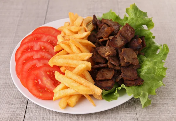 stock image Grilled kebab meat and vegetable