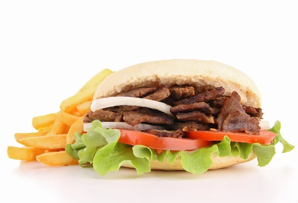 Izolované kebab a hranolky — Stock fotografie