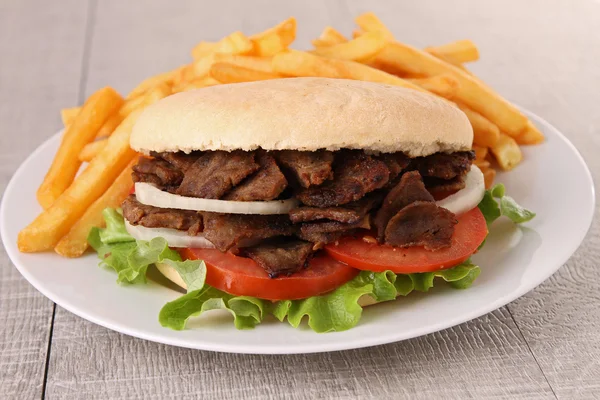 stock image Kebab and french fries