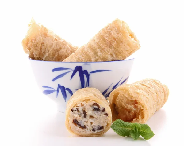 Bowl of spring roll isolated — Stock Photo, Image