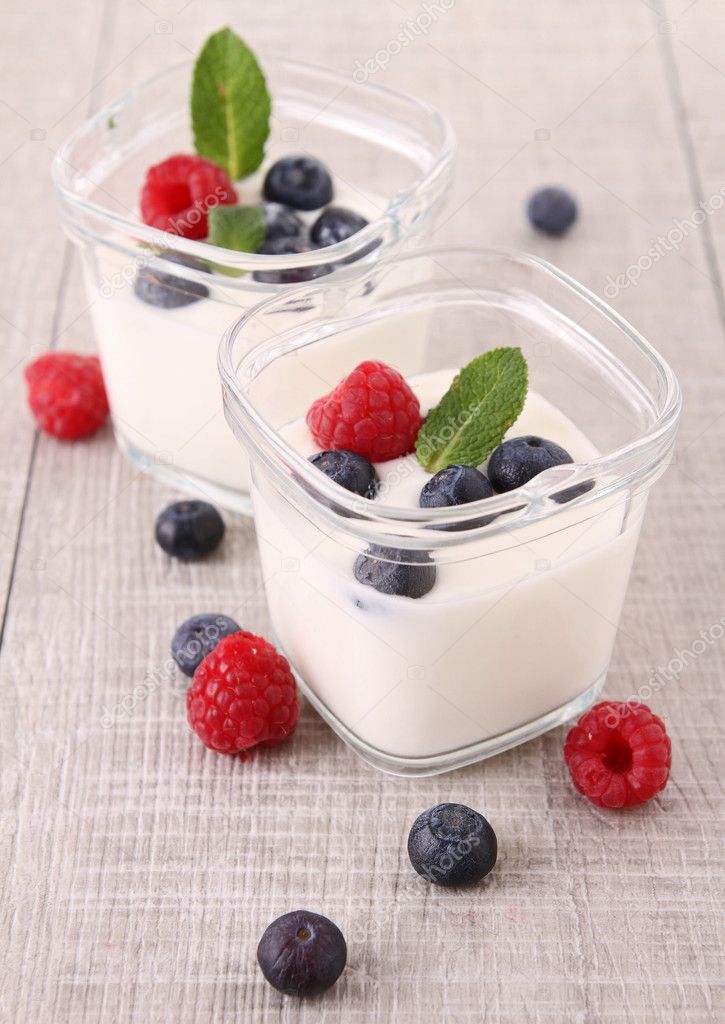 Fruit yogurt — Stock Photo © studioM #9891064